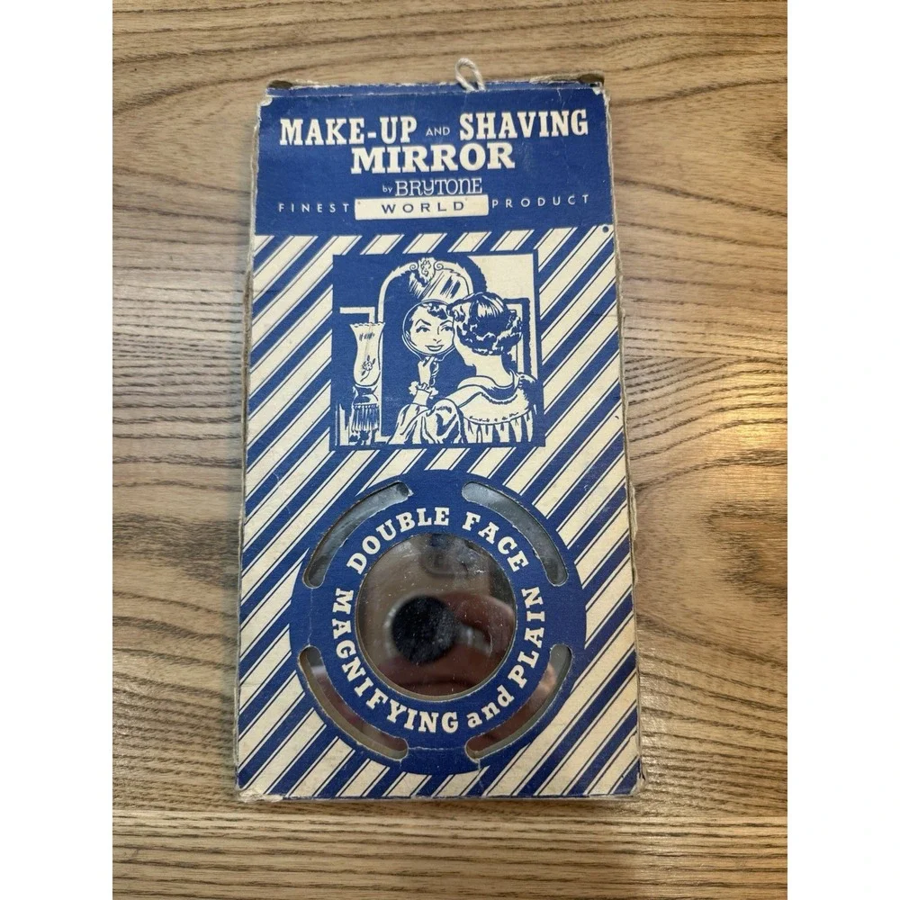 Vintage Brytone Shaving Makeup‎ Mirror Double Sided With Box Magnifying 1950s
